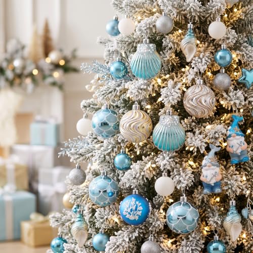 Valery Madelyn 30-Pack Christmas Ball Ornaments Set Teal Aqua Holiday Decor