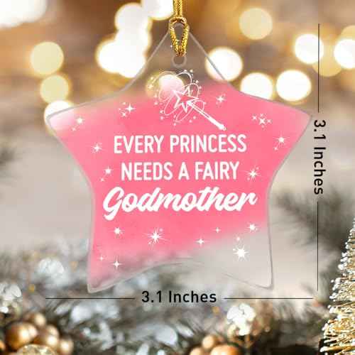 Fairy Godmother Ornament Gift, Godmother Gifts from Goddaughter Baby Keepsake Christmas Ornaments Birthday Mother's Day Pregnancy Announcement Gifts, Every Princess Needs A Fairy Godmother