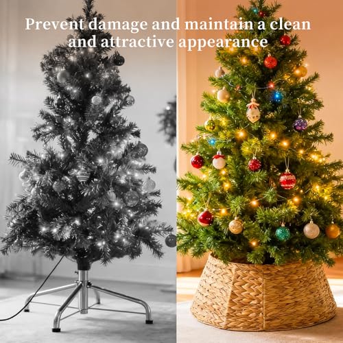 DUMOS 24.5in Christmas Tree Collar for 4–7ft Trees - Light Natural 24.5in