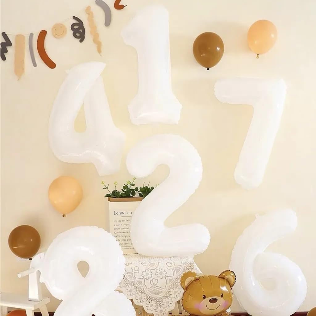 40 Inch White Number 8 Balloon - Perfect for 8th Birthday Parties, Weddings & Graduations