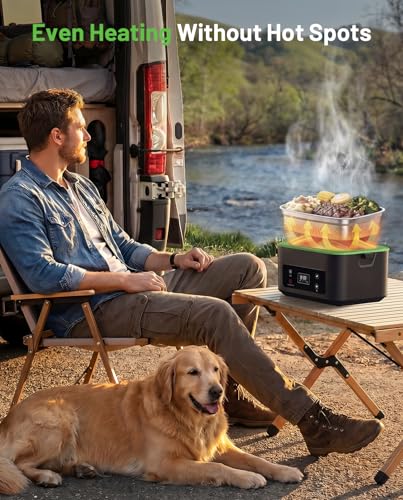 TaskStar Green Heated Lunch Box 100W Cordless Food Warmer with Scheduled Heating & Leakproof 1.2L