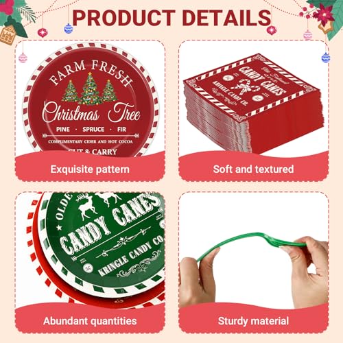 GOLDGAO 200Pcs Christmas Plates & Napkins Set, 9in & 7in Green Red Holiday Dinnerware – 50 Guests, 50 forks