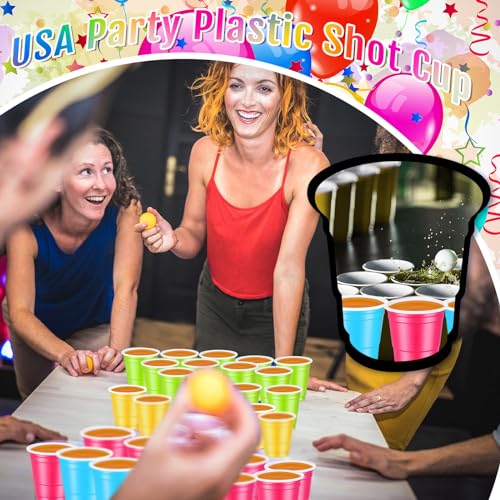 Roshtia 100 Pack 2oz Plastic Shot Glasses - Multi Colors for Parties