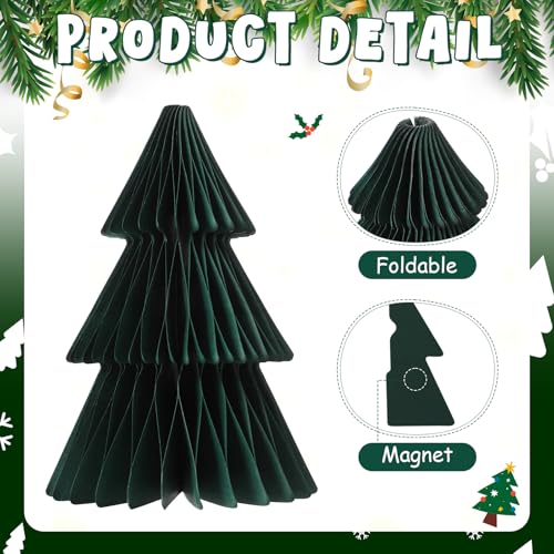 Chiisong 15Pcs Honeycomb Christmas Tree Set - Dark Green, Light Green, Gray