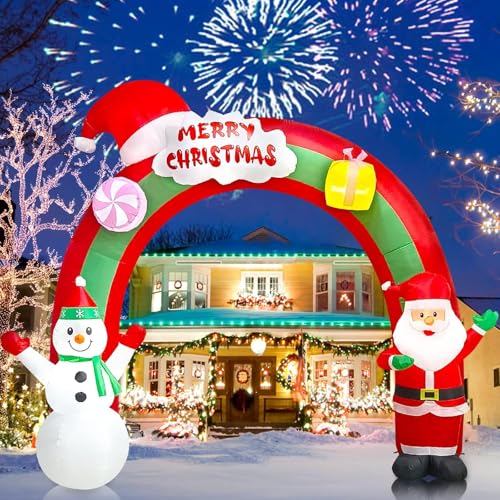 EBANKU 10 ft Christmas Inflatable Archway Santa & Snowman - Outdoor Decor (Archway Variation)