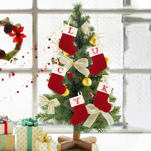 Christmas Stockings with Initials, 5.5 * 7.1in Small Embroidered
