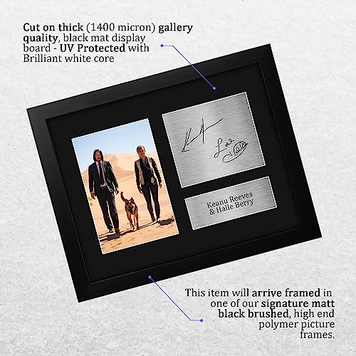 Framed Keanu Reeves & Halle Berry John Wick Signed Photo Print – US Letter Size (Framed) - Movie Memorabilia