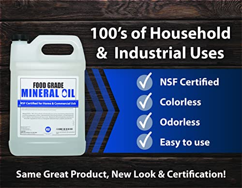 Food Safe Mineral Oil Gallon for Cutting Boards & Kitchen Equipment - NSF Certified 128oz
