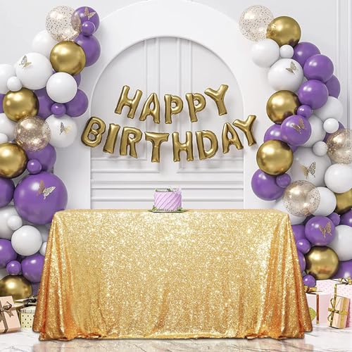SquarePie Gold Sequin Tablecloth 60x102 Inch for Wedding & Party Decor