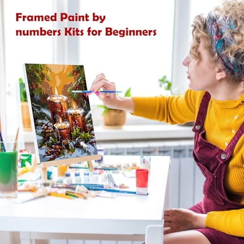 Christmas Candle Paint by Number Kit for Adults with Frame - 8x12in by MOGTAA (Variation: Christmas Candle)
