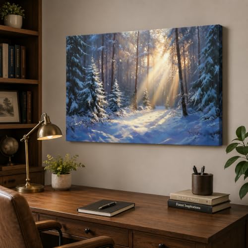 ANRUOXI Winter Scene Canvas Wall Art 24x36 Inch Vintage Nature Landscape