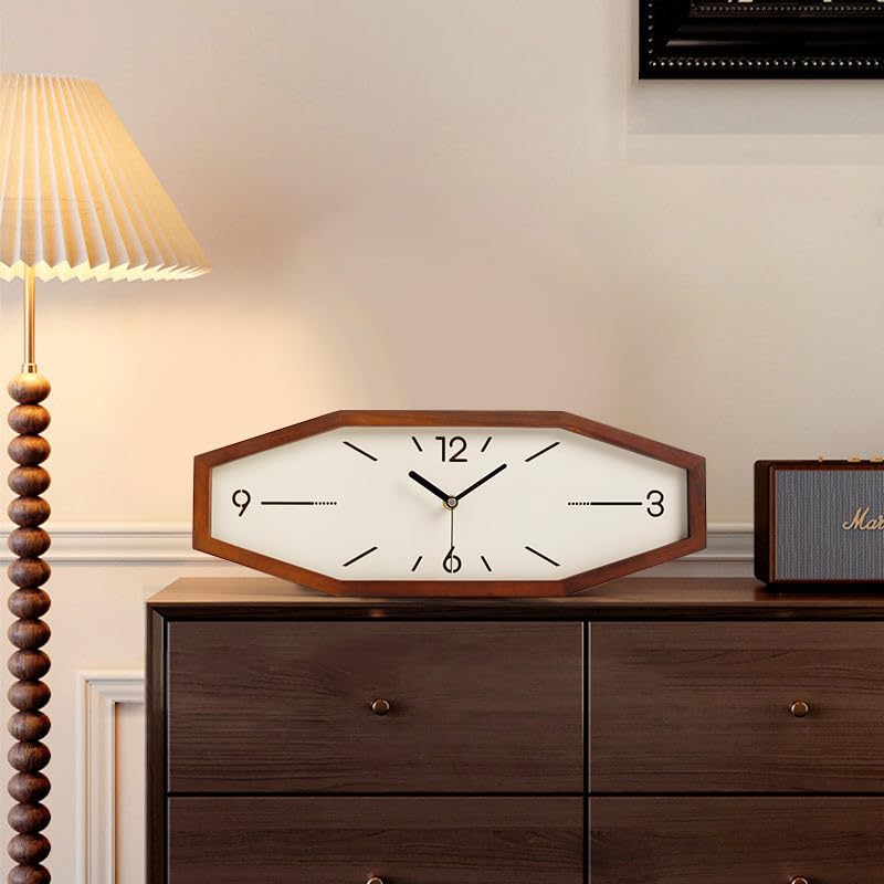 Brown Wooden Retro Wall Clock 18 Inch Square Rectangular Design