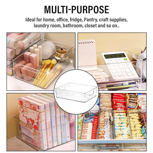 ShelfShaper 8 Pack Clear Plastic Storage Bins 10.8 x 7.9 x 3.4 Inches Multi-Purpose Organizers