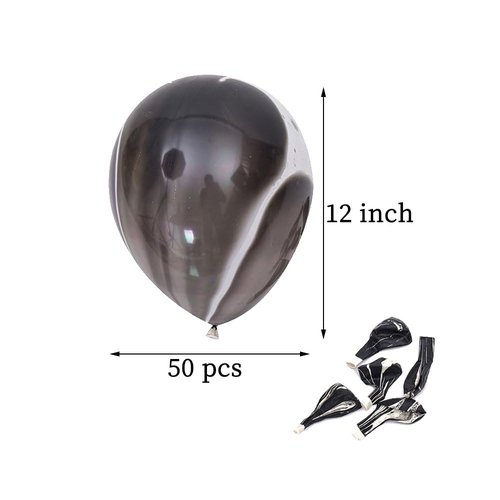AnnoDeel 50pcs 12inch Marble Latex Balloons, Black White Grey Rainbow Marble Balloons for Wedding Baby Birthday Party Balloon Decorations