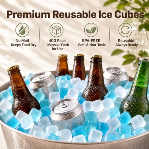 Bule 400 Reusable Ice Cubes - Refreezable Plastic Ice Cubes for Drinks - Blue Variation