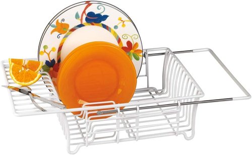 Better Houseware 1423/W Adjustable Over-the-Sink Dish Drainer - Space-Saving White Design