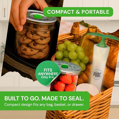 Pure Juicer Mason Jar Vacuum Sealer Kit / 1 Pack - Handheld High-Suction Food Sealer