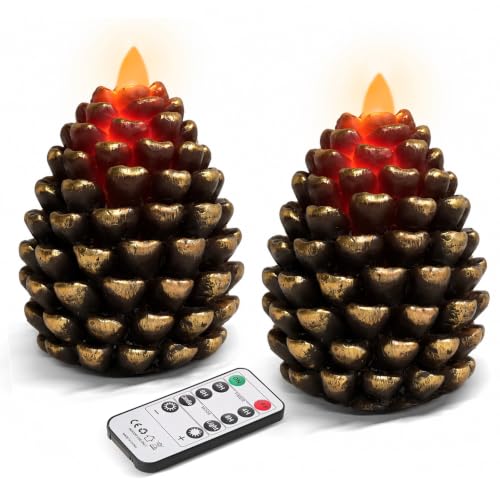 2 Pack Flameless Pinecone Candles with to 8 Hour Timer