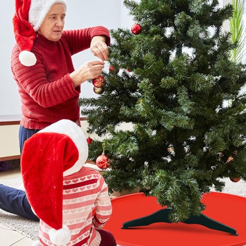 Dunkive 31 Inch Red Silicone Christmas Tree Mat Heavy Duty Floor Protector Waterproof Xmas Stand Pad