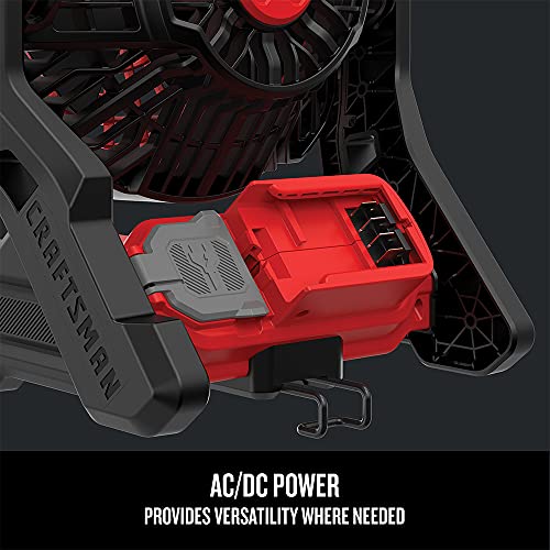 20V Cordless Jobsite Fan with 3-Speed Settings and Pivoting Head