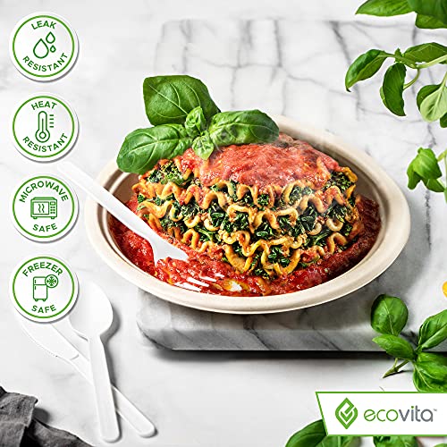 Ecovita Large 9-inch Compostable Paper Plates - 150 Eco-Friendly Sturdy Tableware