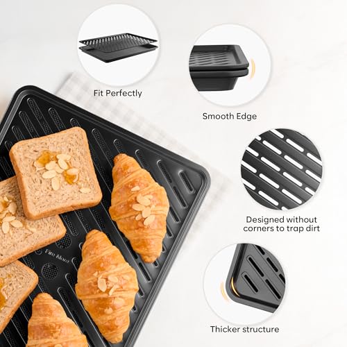 12/16/18 Inch Nonstick Baking Sheet Set with Cooling Rack - Heavy Duty Carbon Steel, Oven Safe, Ceramic Coated, PFOA/PTFE Free