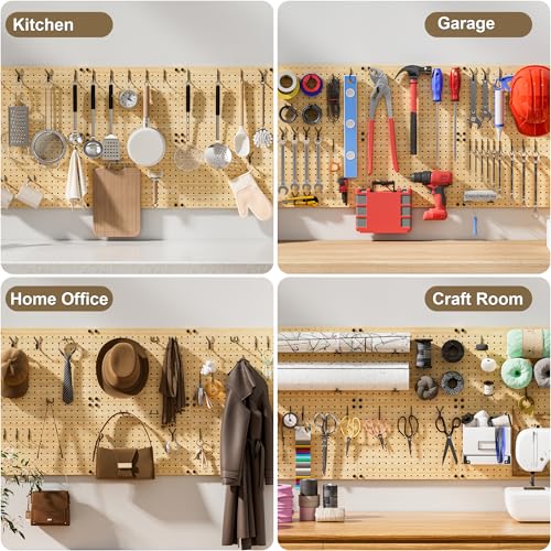 VOIMO Bamboo Pegboard Organizer Set, 6 Panels (16"x12")