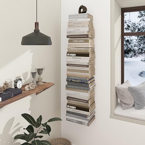Mefirt Floating Bookshelves for Wall，8 Tier White Invisible Bookshelf