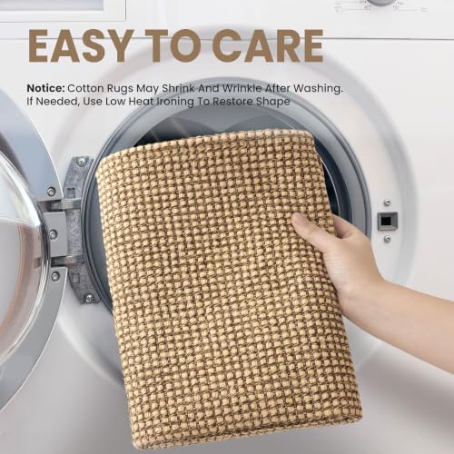Earthall 4x6 Ft Woven Washable Area Rug - Non Slip Entryway Carpet in Orange/Tan/Brown