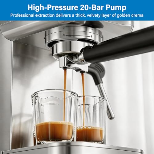 XIXUBX Silver Cold Brew Espresso Machine with Milk Frother - Fast Heating & One-Touch Operation