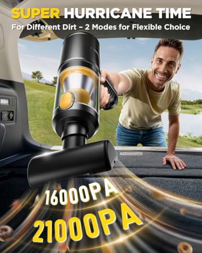 Cordless Handheld Vacuum Cleaner 21000Pa 4-in-1 Car & Home Mini Vac - Black Yellow