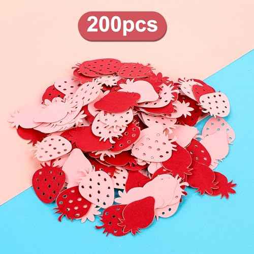 200PCS Strawberry Dot Confetti Scatters for Baby Shower, Bee Birthday, Wedding, Table, Wall, Christmas, Halloween, Thanksgiving Party Decoration Supplies (Red)