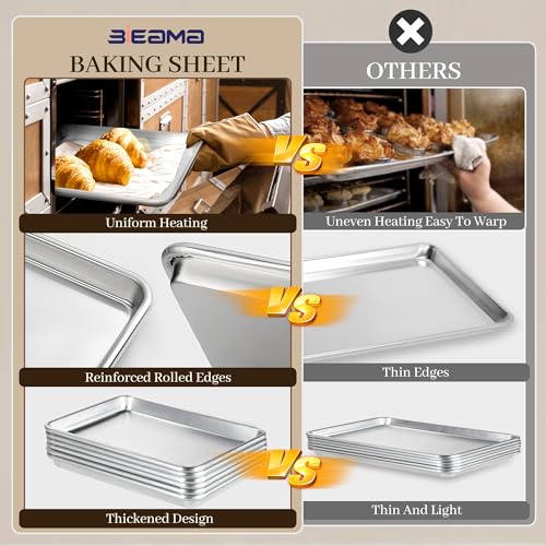 12 Pack Half Size Aluminum Baking Sheet Pan - 18x13 Inches, Commercial Grade, Oven Safe