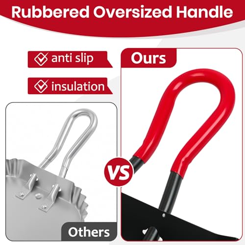 Heavy Duty Metal Dustpan Set - 17” Large Outdoor Debris Sweepers with Rubber Handles