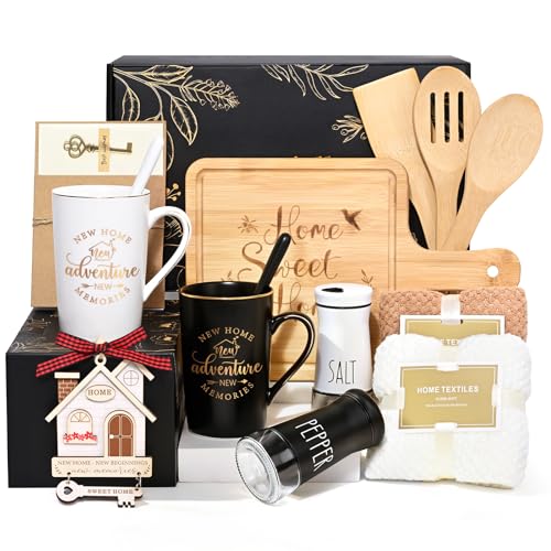 Maustic Multicolor Housewarming Gift Basket - 14 Pcs New Home Gift Set for Homeowners & Couples