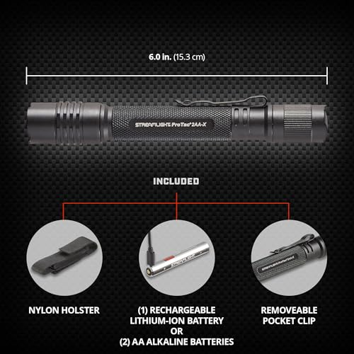 LED Tactical Flashlight with Batteries - 270 Lumens, Black, Compact
