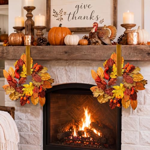 Mini Fall Wreaths Set of 6 for Kitchen Cabinets - Autumn Harvest Decor