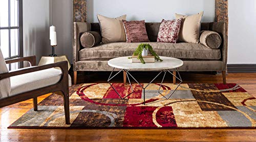 Unique Loom 5'3 x 8' Rectangular Modern Abstract Area Rug Multi/Beige