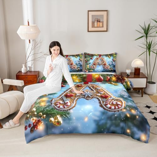 Feelyou Christmas Comforter Set Twin Size 2pc Gingerbread Bedding