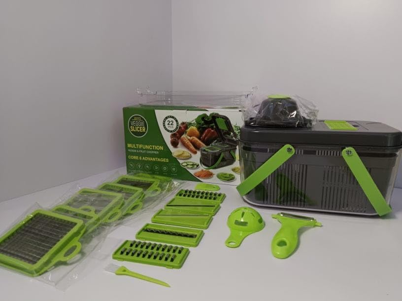 Skiennix Vegetable Chopper Mandoline Slicer - Versatile Food Chopper with Container for Easy Salad Prep | White
