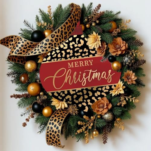 Leopard Print 12" Bulb Ornament Sign – Merry Christmas Wall/Wreath Decor
