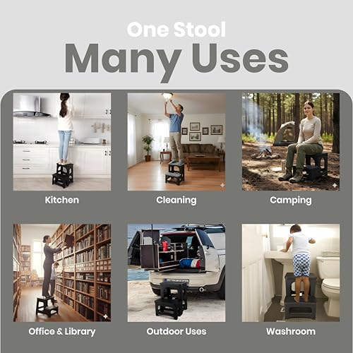 Folding Step Stool for Adults & Kids Non-Slip Portable Home Ladder