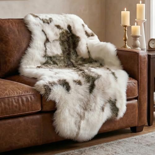 Reindeer Pattern Faux Fur Area Rug - 6.7x2.3 ft Plush Machine Washable Runner for Fireplace & Bedside - Eco-Friendly Luxury Home Decor