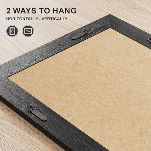 Wooden Black Framed Bathroom Vanity Mirror - 24x36, Rustic Farmhouse Style - Variation of Wooden Black / 36"L x 24"W
