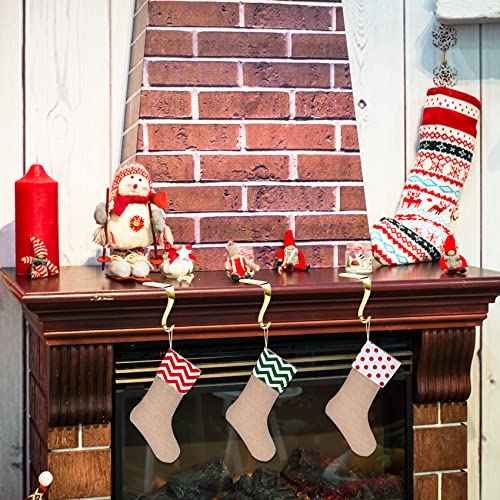Sunshane 3 Pieces Christmas Stocking Holders Mantel Hanger Hooks Xmas Mantle Grips Set Safety Hang Stocking Clips for Christmas Party Decoration, Gold