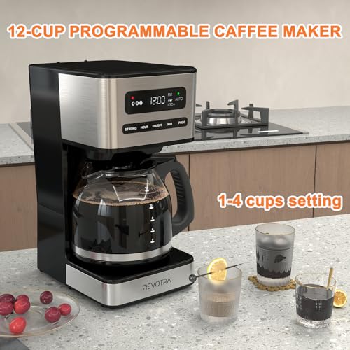 12-Cup Programmable Drip Coffee Maker with Hot & Iced Coffee, Brew Strength Control