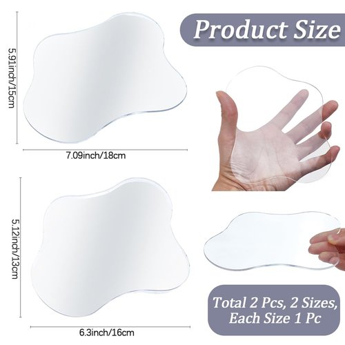 CREATCABIN 2Pcs 2 Styles Acrylic Cup Coaster Decorative Plates Waterproof Transparent Decorative Irregular Bar Drink Coaster for Home Office Desk Coffee Table Cup Tabletop Protector Kitchen Counter