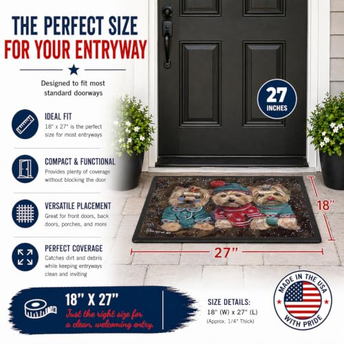 Yorkshire Terrier Christmas Doormat 18x27 Indoor Outdoor Rug with Elves - Caroline's Treasures