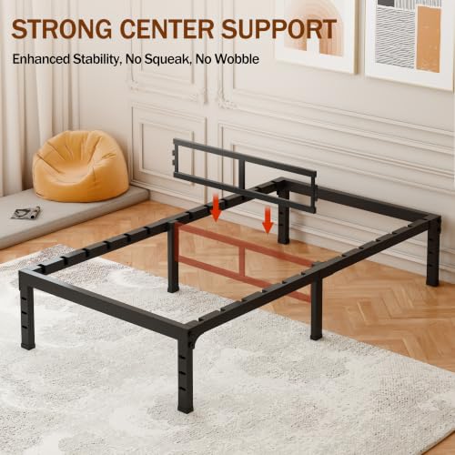 14 Inch Heavy Duty Twin Bed Frame - Steel Platform Support Up to 3500 lbs, Noise-Free, Easy Assembly
