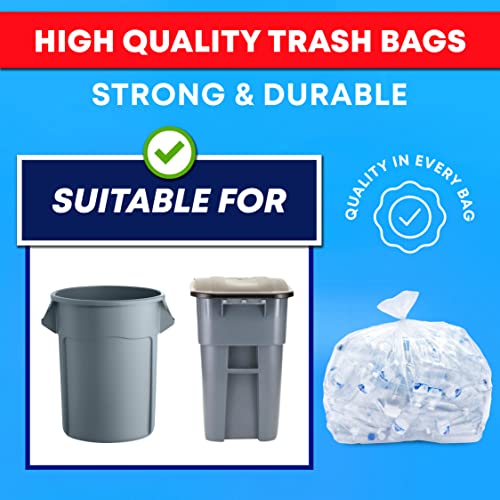 Tasker 33 Gallon Heavy Duty Clear Trash Bags - Pack of 250
